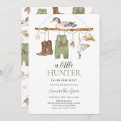 Invitation Un petit chasseur sur le chemin Baby shower (Devant / Derrière)