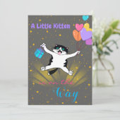 Invitation Un petit chaton sur le chemin Baby shower (Debout devant)