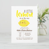 Invitation Un Petit Citron Sur Le Chemin Baby shower Jaune Fr (Debout devant)