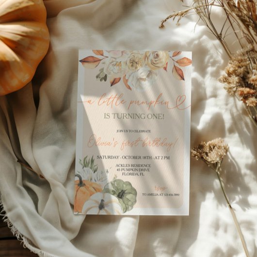 Invitation Un Petit Citrouille Anniversaire d'automne