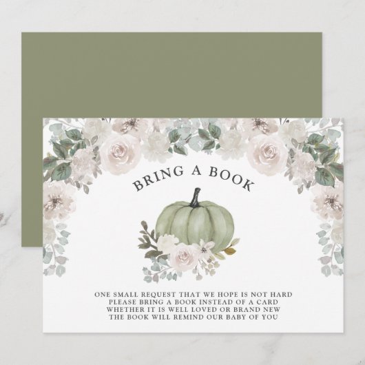 Invitation Un Petit Citrouille Anniversaire Sage Floral (Devant / Derrière)