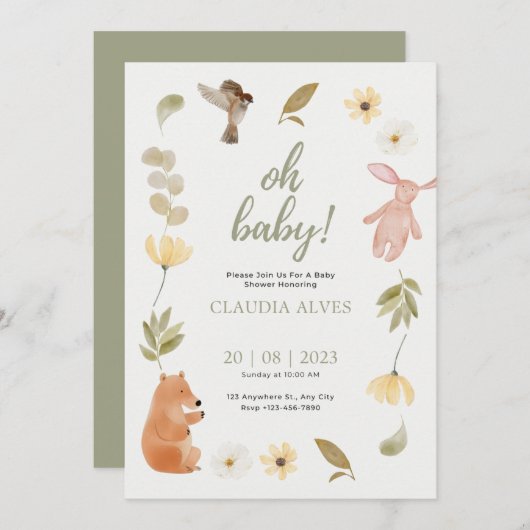 Invitation Un Petit Citrouille Automne Automne Automne baby s (Devant / Derrière)