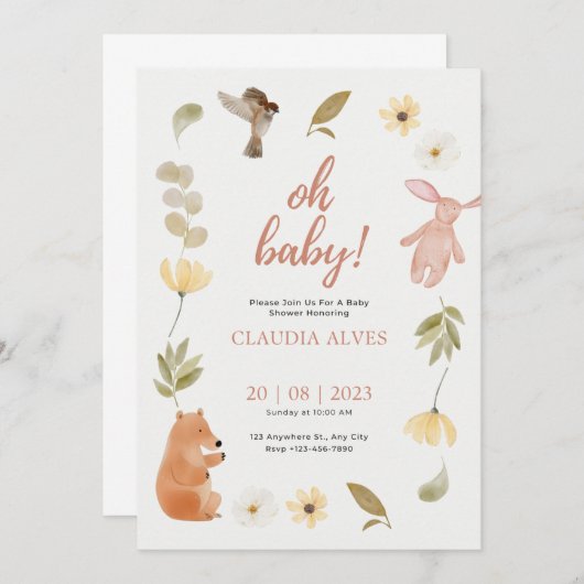 Invitation Un Petit Citrouille Automne Automne Automne baby s (Devant / Derrière)