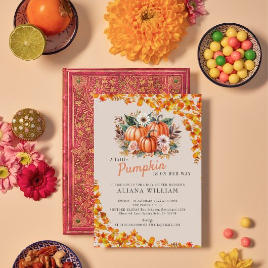 Invitation Un Petit Citrouille Automne Automne Automne Baby s