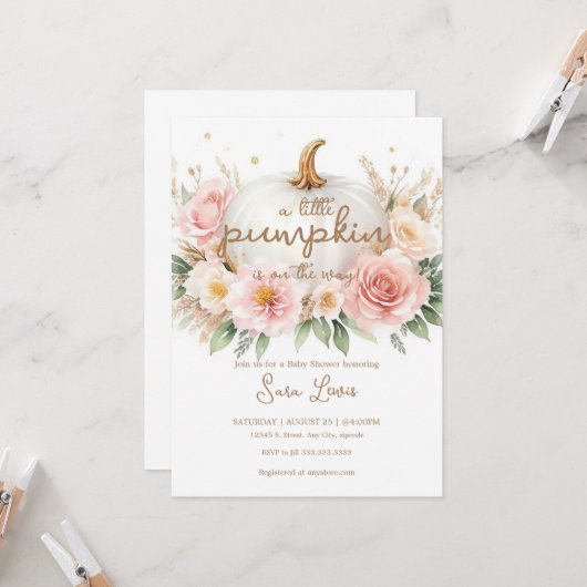 Invitation Un Petit Citrouille Automne Automne Automne Baby s (Devant/Arrière en situation)