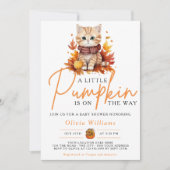 Invitation Un Petit Citrouille Automne Baby shower Chat Autom (Devant)
