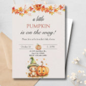 Invitation Un Petit Citrouille Automne Baby shower Floral Aut