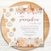 Invitation Un Petit Citrouille Automne Baby shower Floral Aut