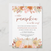 Invitation Un Petit Citrouille Automne Baby shower Floral Aut (Devant)