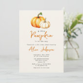 Invitation Un petit Citrouille Automne Baby shower neutre de  (Debout devant)