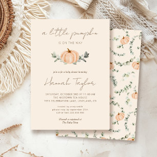Invitation Un petit Citrouille Automne Baby shower neutre de 