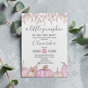 Invitation Un Petit Citrouille Automne Baby shower Rose
