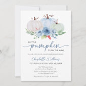 Invitation Un Petit Citrouille Automne Blue Boy Baby shower A (Devant)