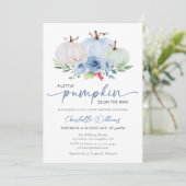 Invitation Un Petit Citrouille Automne Blue Boy Baby shower A (Debout devant)