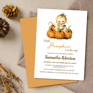 Invitation Un Petit Citrouille Automne Joli Petit Baby shower