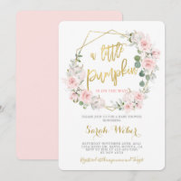 Un petit citrouille Automne rose baby shower fille