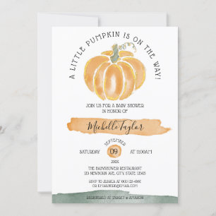 Invitation Un Petit Citrouille Automne Tombe Baby shower Flor