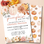 Invitation Un Petit Citrouille Automne Tombe Baby shower Flor<br><div class="desc">Cherchez-vous des invitations pour les douches d'automne? Découvrez cette Petite Citrouille Boho Automne automne Baby shower Floral Invitation. Il possède de belles aquarelles à l'avant et un motif citrouille à l'arrière rose vif. Vous pouvez personnaliser l'invitation très facilement. Le thème Parfait pour chaque baby shower d'automne bohème.</div>