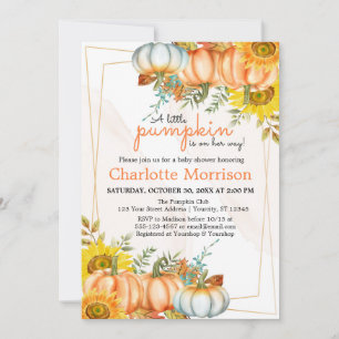 Invitation Un Petit Citrouille Automne Tombe Baby shower Flor