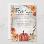 Invitation Un Petit Citrouille | Baby shower virtuel floral (Devant)