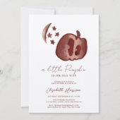 Invitation Un Petit Citrouille Bleu Aquarelle Bébé Garçon Dou (Devant)