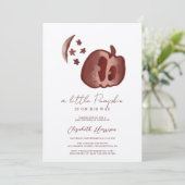 Invitation Un Petit Citrouille Bleu Aquarelle Bébé Garçon Dou (Debout devant)