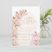 Invitation Un Petit Citrouille Boho Bow Bébé Fille Shower Aut (Debout devant)
