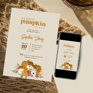 Invitation Un petit citrouille Boho Fall Baby shower floral