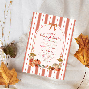Invitation Un Petit Citrouille Chute Floral Bow Baby shower