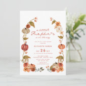 Invitation Un Petit Citrouille Chute Floral Bow Baby shower (Debout devant)