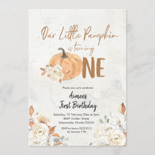 Invitation Un petit Citrouille devient une fille anniversaire