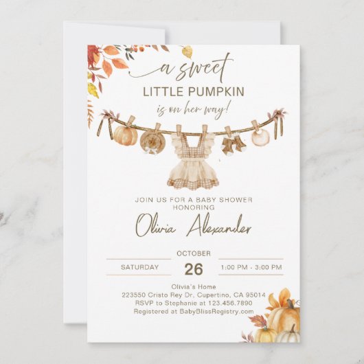 Invitation Un Petit Citrouille En Chemin, Lave-Linge Boho Aut (Devant)