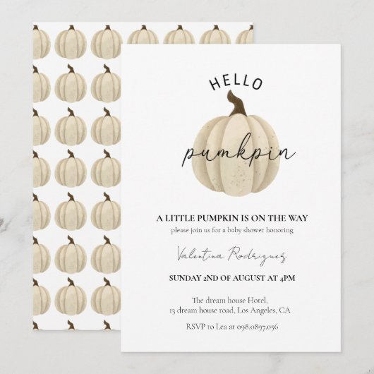Invitation Un petit Citrouille est en baby shower (Devant / Derrière)