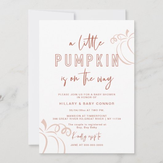 Invitation Un petit Citrouille est en Baby shower (Devant)
