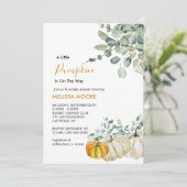 Invitation Un petit citrouille est en baby shower (Debout devant)