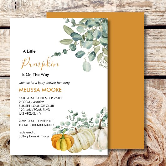 Invitation Un petit citrouille est en baby shower