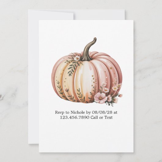 Invitation Un Petit Citrouille Est En Chemin De Baby shower (Dos)