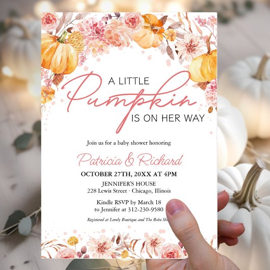 Invitation Un Petit Citrouille Est En Chemin De Baby shower