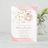 Invitation Un Petit Citrouille Est En Chemin Fille Baby showe (Debout devant)