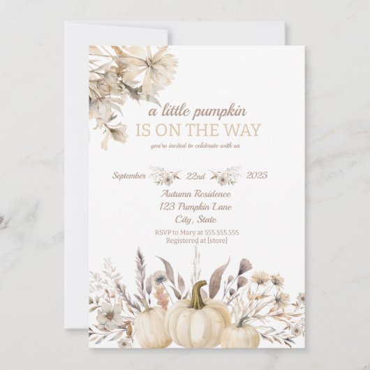 Invitation Un Petit Citrouille Est En Route  (Devant)