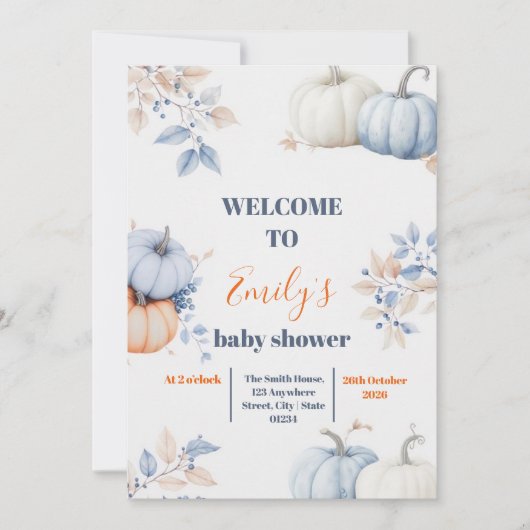 Invitation Un petit citrouille est en route (Devant)