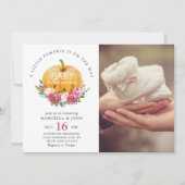 Invitation Un petit Citrouille est en route Baby shower (Devant)