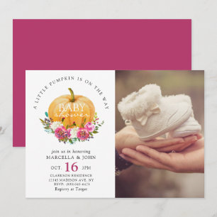 Invitation Un petit Citrouille est en route Baby shower