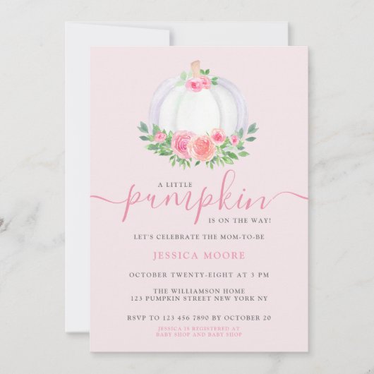 Invitation Un Petit Citrouille Est En Route Baby shower Citro (Devant)