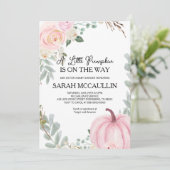 Invitation Un petit Citrouille est en route Baby shower Invit (Debout devant)