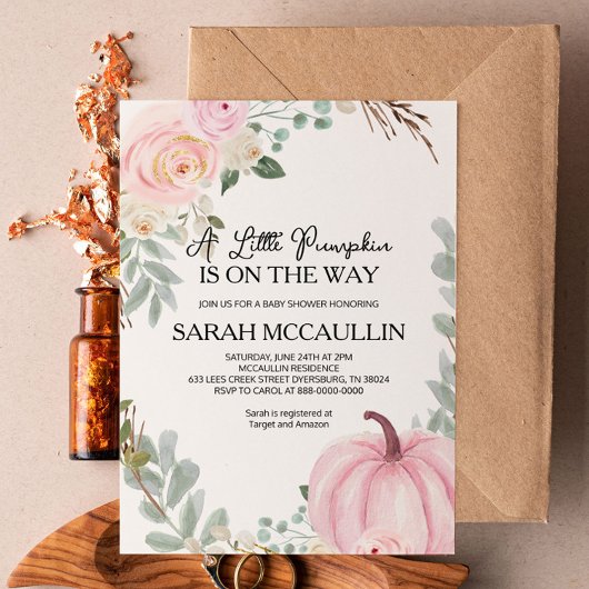 Invitation Un petit Citrouille est en route Baby shower Invit