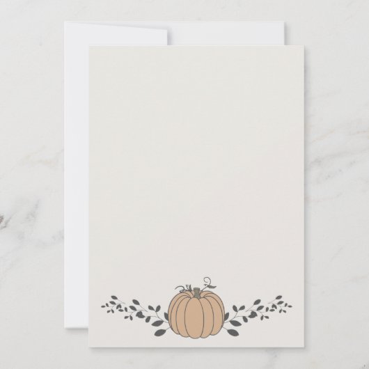 Invitation Un petit citrouille est en route baby shower neutr (Dos)