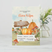 Invitation Un Petit Citrouille Est En Route baby shower Rusti (Debout devant)