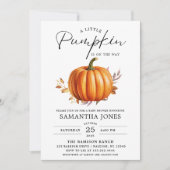Invitation Un Petit Citrouille Est En Route Fête Prénatale D' (Devant)