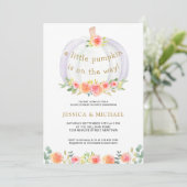 Invitation Un Petit Citrouille Est En Route Pour Baby shower  (Debout devant)